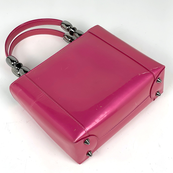 Dior Patent Pearl  Logo Leather Handbag Maris Pink Christian - Picture 1 of 6